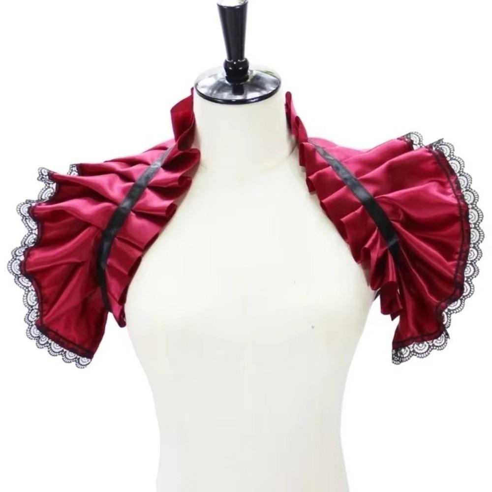 

Pleated Ruffled Shrug Shawl Victorian Shoulder Wrap Vintage Fake Collar Jabot Cosplay Accessories