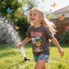 Childrens Cotton Cartoon Short Sleeve Twopiece Set For Girls Summer Playtime Comfort