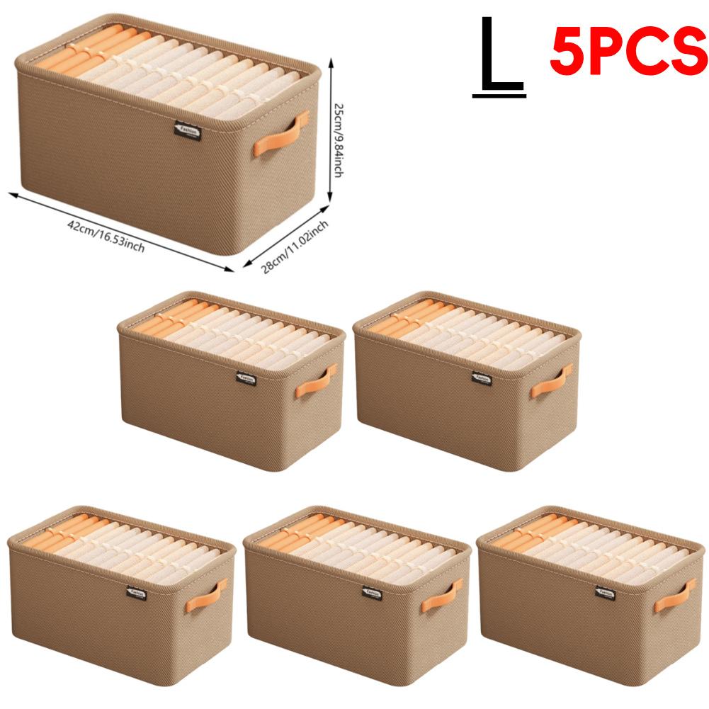 1-5PCS Clothes Storage Organizer Cabinet Drawer Organizer with Handle&Steel Frame Clothes Compartment Box for Home Wardrobe