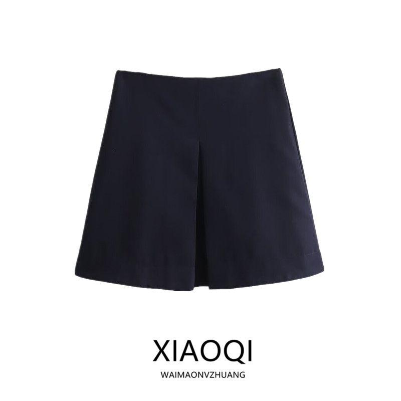 Fashion Style 2024 Spring/Summer New Arrival Women's High Waist All-Matching Wool Blend Pleated Mini Skirt 1195138