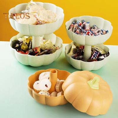 Pumpkin Snack Holder with Lid Pumpkin Fruit Bowl Stand Sturdy Fork Storage Organizer Halloween Thanksgiving Fall Party Decor Candy Box Tray for