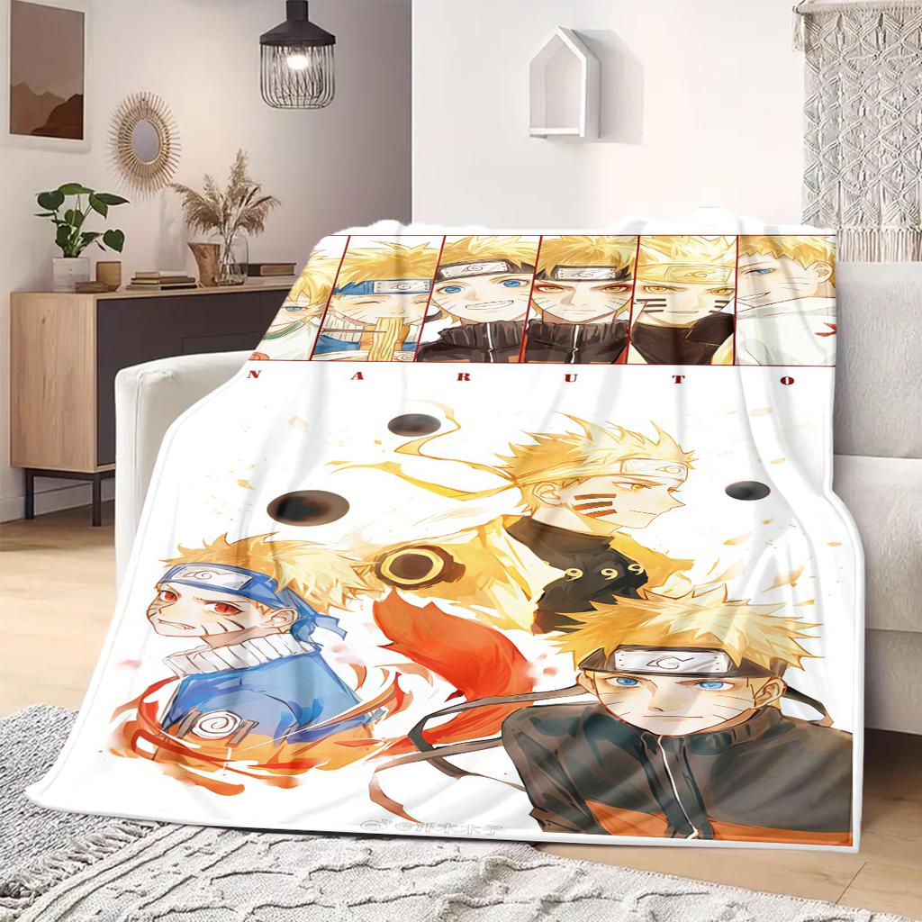 Naruto Cartoon Flannel Blanket Vibrant Printed Pattern Fit For Bedroom Sofa Bed Chair Travel Picnic -HE20