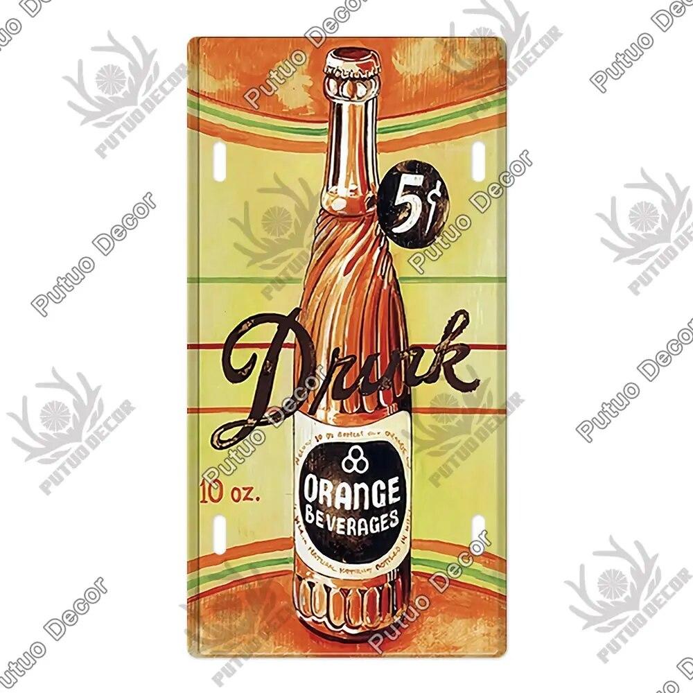 Placa de metal para coquetel Putuo Decor Placa de licença Placa de metal Placa de lata vintage Decoração para Pub Bar Sala de estar Porta Clube Decoração