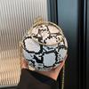 New Product Personalized Niche Design Snakeskin Pattern Spherical Bag Trend Contrasting Color Versatile Chain Hand Carry Messenger Bag