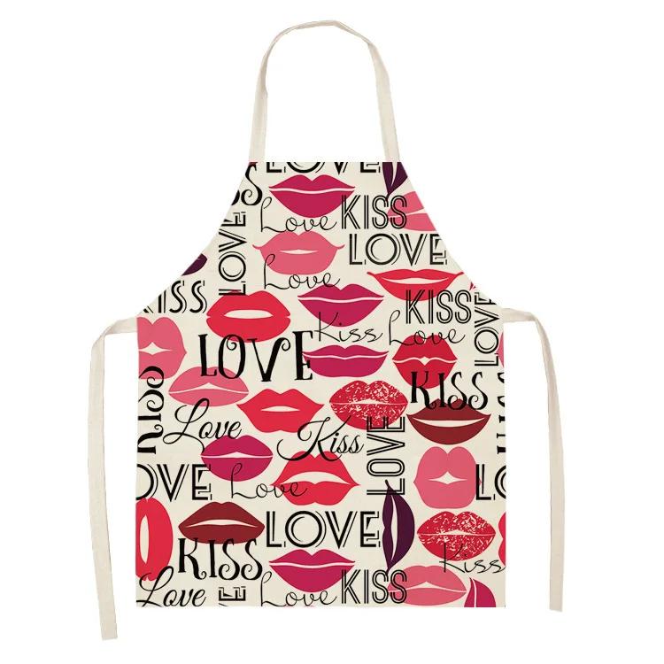 Nail Polish Lipstick Kitchen Cotton Linen Apron Bib Home Cleaning Ladies Cooking Picnic