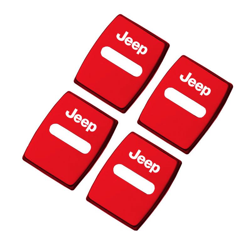 Cup Holders 4Pcs Car Door Lock Cover Stainless Steel Cap Auto Accessories For Jeep Grand Cherokee Wrangler JK Gladiator Compass