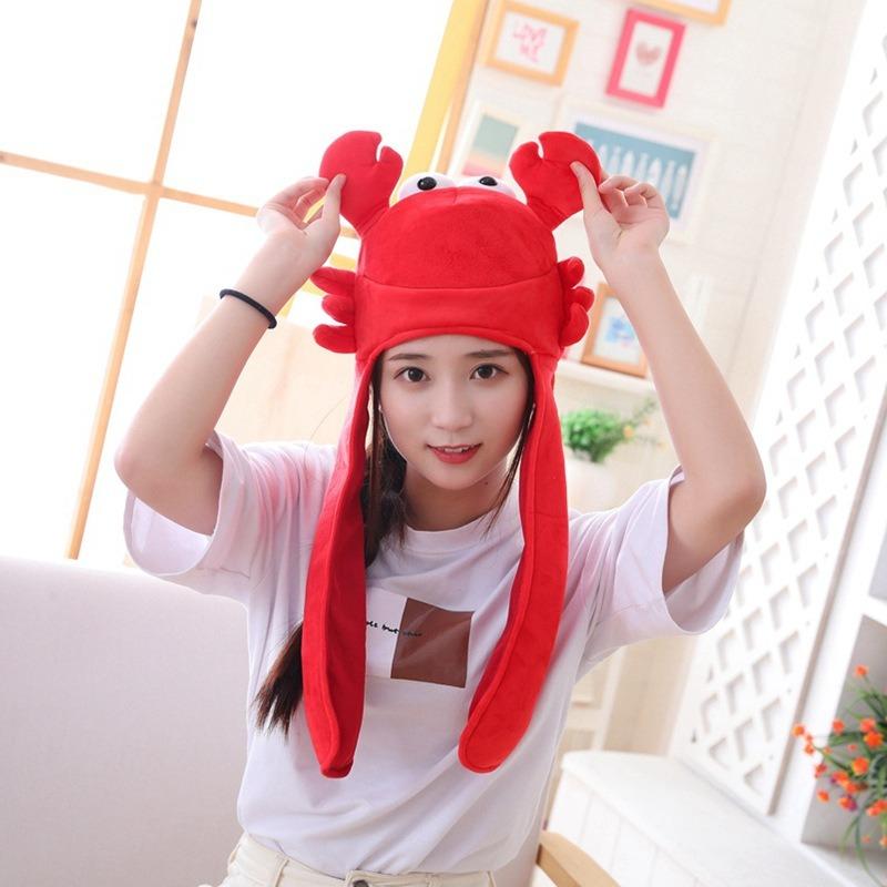 Crab Hood Hat with Moving Ears, Photo Props, Photo Props, Cartoon Hood Plush Hat