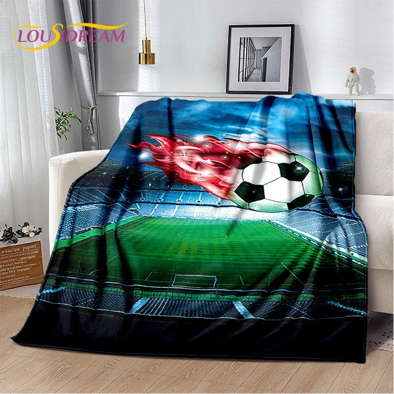 3D Football Art Cartoon Soft Plush Blanket,Flannel Blanket Throw Blanket for Living Room Bedroom Bed Sofa Picnic Cover Bettdecke