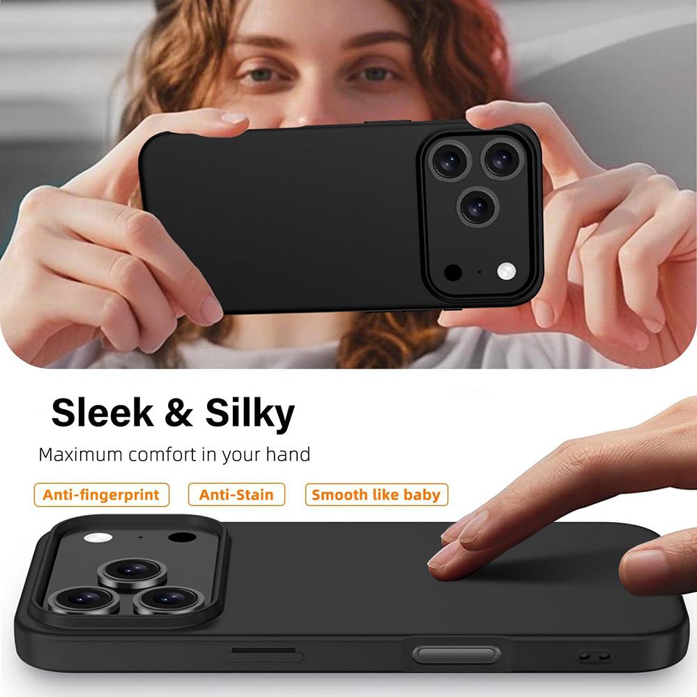 Matte Solid Black Silicone Soft Case For For Iphone Air 17 16 15 14 13 12 Pro Max Plus Mini 16E Ultra Thin Cover Frosted Slim Shell
