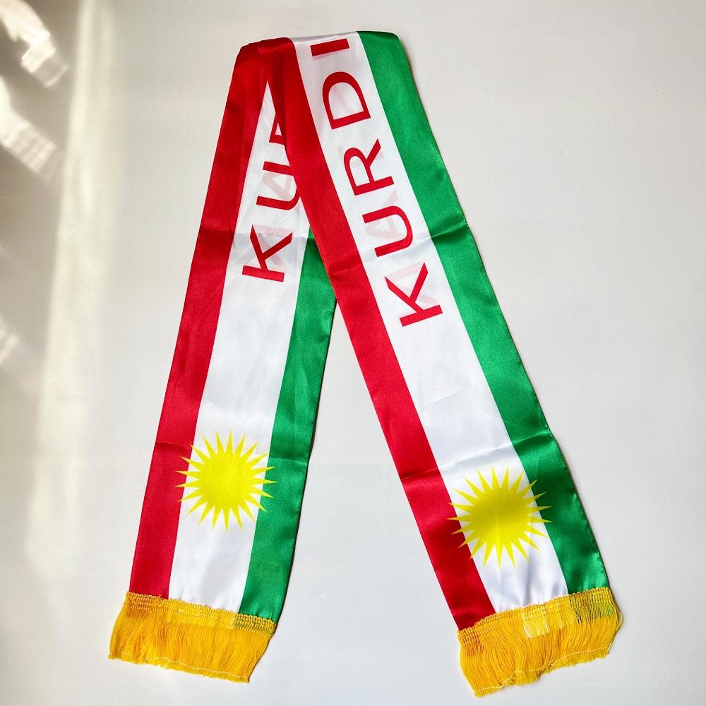 2026 USA Mexico Netherlands Scarf Flag  14x135cm Double-sided Printed Satin Iraq  Haiti France Scarf Flag