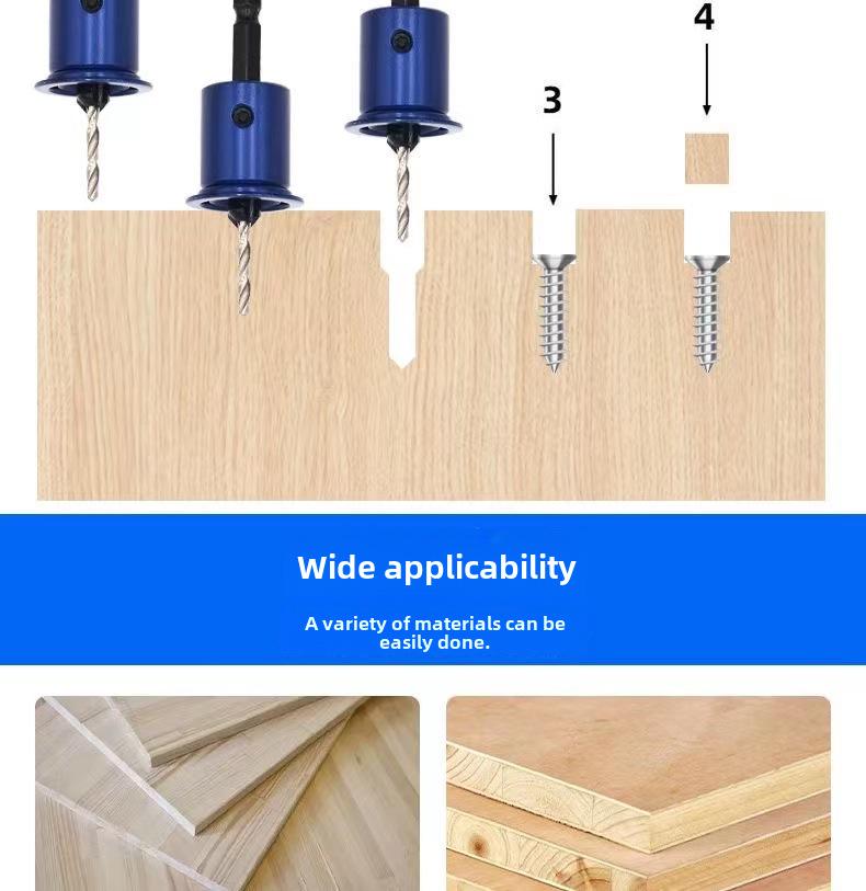 Hexagonal Handle Blue Limited Countersink Drill Bit for Woodworking and Screw Installation.