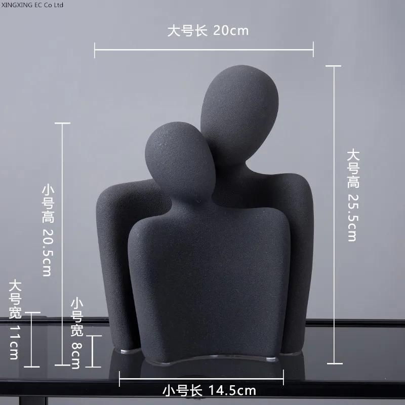 Creative Abstract Character Ornaments Frosted Ceramic Couple Hug Sculpture Artwork Modern Home Decoration Crafts Wedding Gift