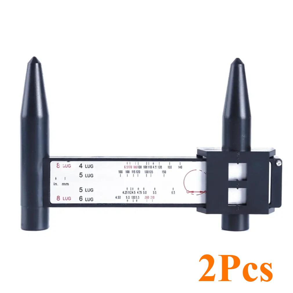 1/2Pcs Wheel Rim Bolt Pattern Hole Distance Measuring Tool Modified Hole Distance Ruler Black PCD Caliper 8LUG Wheels