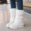Waterproof Winter Shoes Women Platform Snow Boots Warm Fur Plush Casual Wedge Mid-Calf Boots Girls Black White Shoes Ladies33-43
