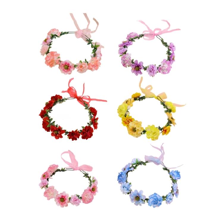 Flower Headbands Floral Garlands Crown Hair Wreath Bright Color Crown Wedding