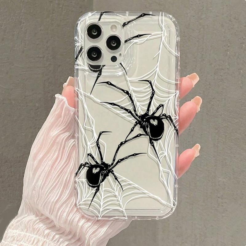 Black Spider Web Clear Case For Samsung Galaxy A15 A35 A55 A34 A54 A53 A52 S24 Ultra S23 Plus S22 S21 S20 FE Shockproof Cover