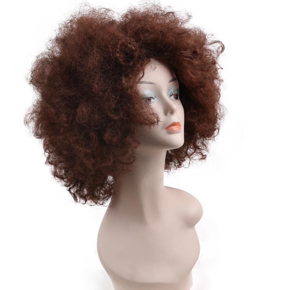 70s Disco Brown Afro Cosplay Wig, Heat Resistant Synthetic Hair for Halloween Party Costume