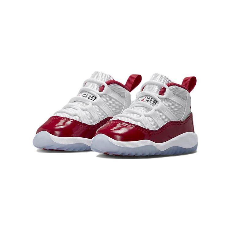 Air Jordan 11 Retro TD Cherry Baby Sneakers White Black Varsity-Red 378040-116