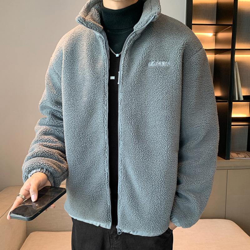 Lamb Wool Autumn and Winter Coat Cotton Coat Men's Trendy Winter Wear Hong Kong Fashion Brand Loose Casual Couple Cotton Coat Jacket Men