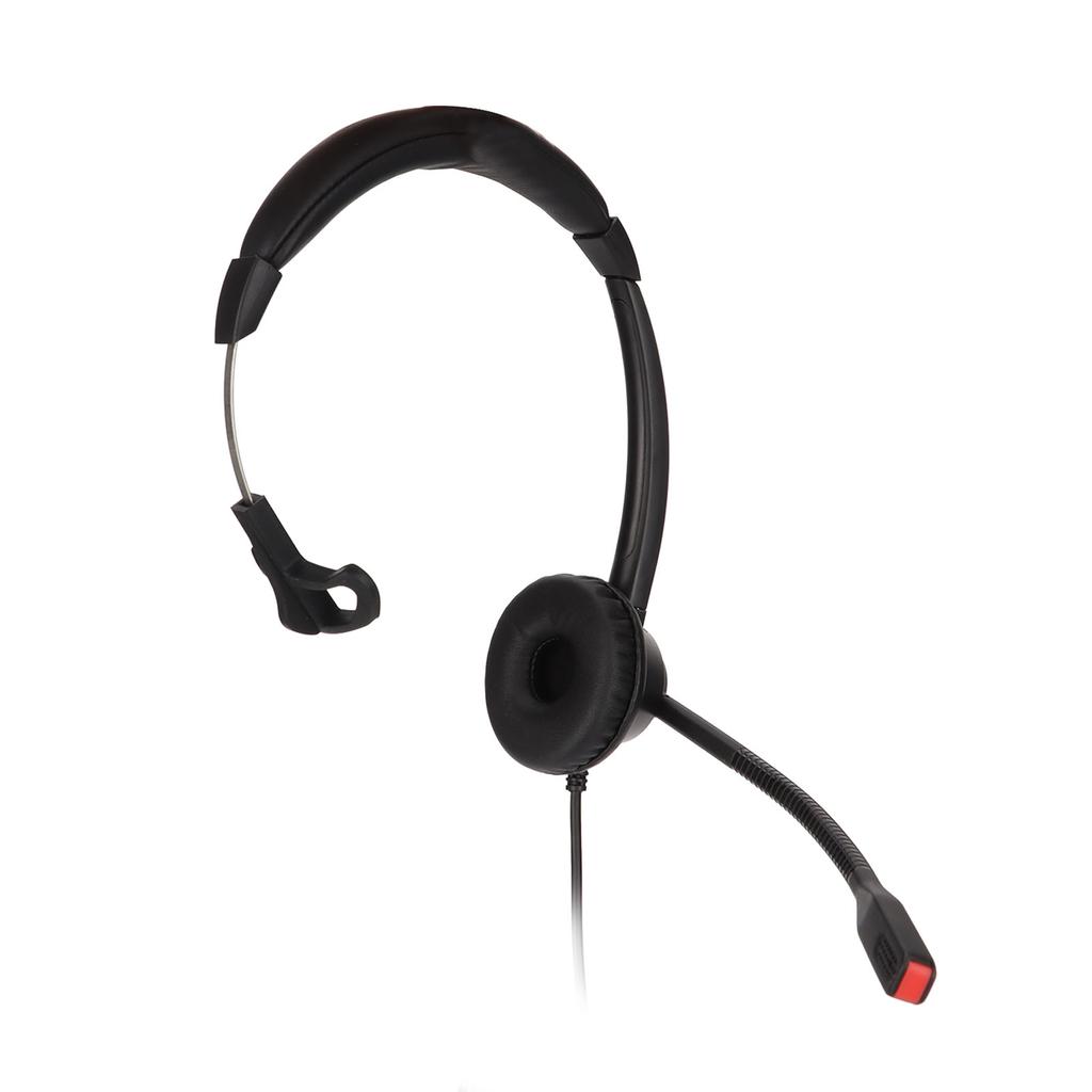 Single Ear Telephone Headset Noise Reduction Volume Adjustment Mute USB Business Headset with Mic Black H390‑USB‑1
