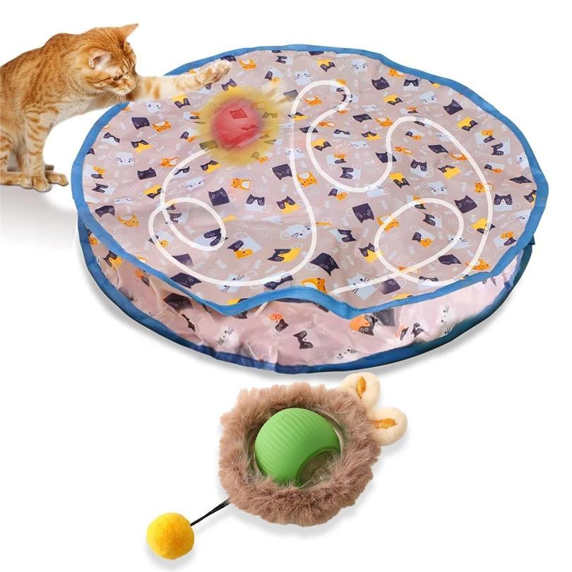 Interactive Cat Toys Ball Fast Rolling in Pouch Hide and Seek Kitten Toy Motion Activated Interactive Cat Toy for Indoor 2025