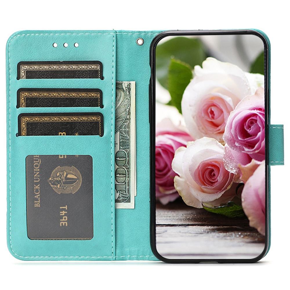 

Phone Case For Samsung Galaxy A26 5G/A16 4G/5G Wallet Stand Imprinted Rose Butterfly PU Leather Cover Red