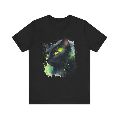 Galaxy Black Cat T-Shirt | Cosmic Cat Portrait
