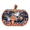 Wooden Multi-Layer Halloween Pumpkin with Haunted House, Ghosts, and Scarecrow Ornaments for Desktop Display