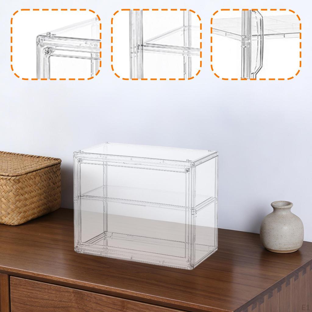 Clear Display Case Shelf Storage Cabinet Stand for Model Car, Miniature Figurines, Dolls