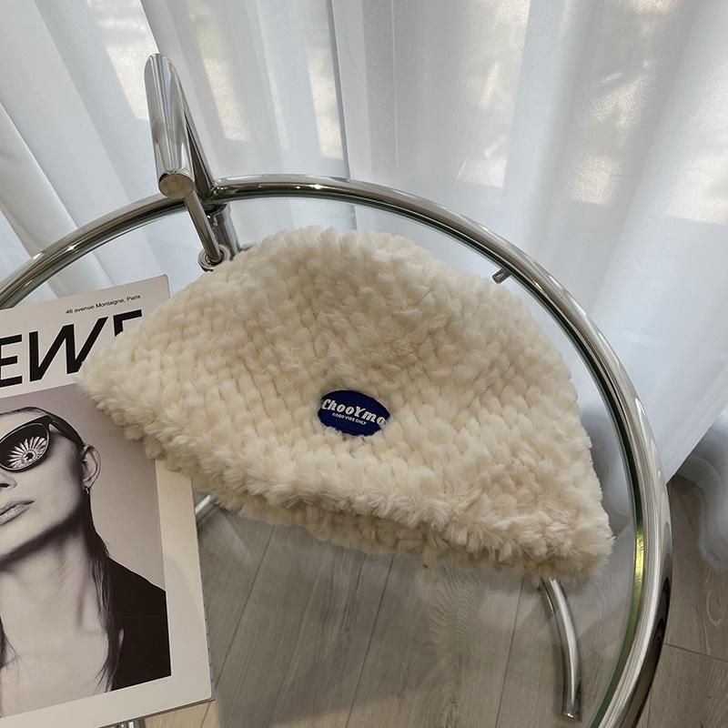 Small Plush Bucket Hat Women's Autumn and Winter Temperament Versatile Warm Ear Protection Bucket Hat Tide
