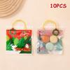 10 Pcs Christmas Candy Bag Biscuit Plastic Handbag Cartoon Elk Snow Man Pattern Christmas Party Packaging Bag Xmas Supplies