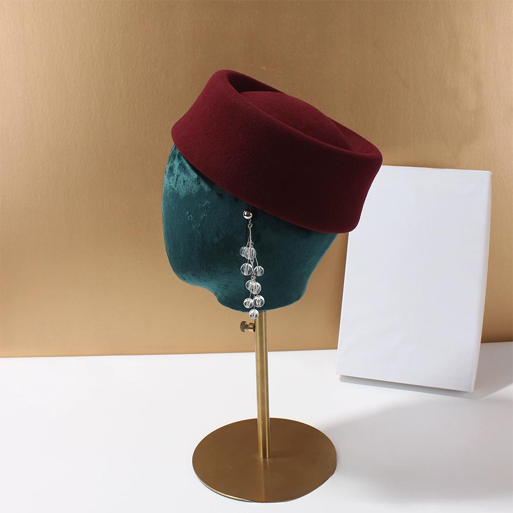 Women British Retro Wool Felt Beret Hard Concave Top Elegant Mini Hat For Formal Wedding Party Garment Accessory