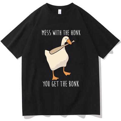 Funny Duck Meme Graphic T Shirt Mess with The Honk You Get The Bonk T-shirts Summer Loose Tee Shirt Fashion Unisex Women Streetwear