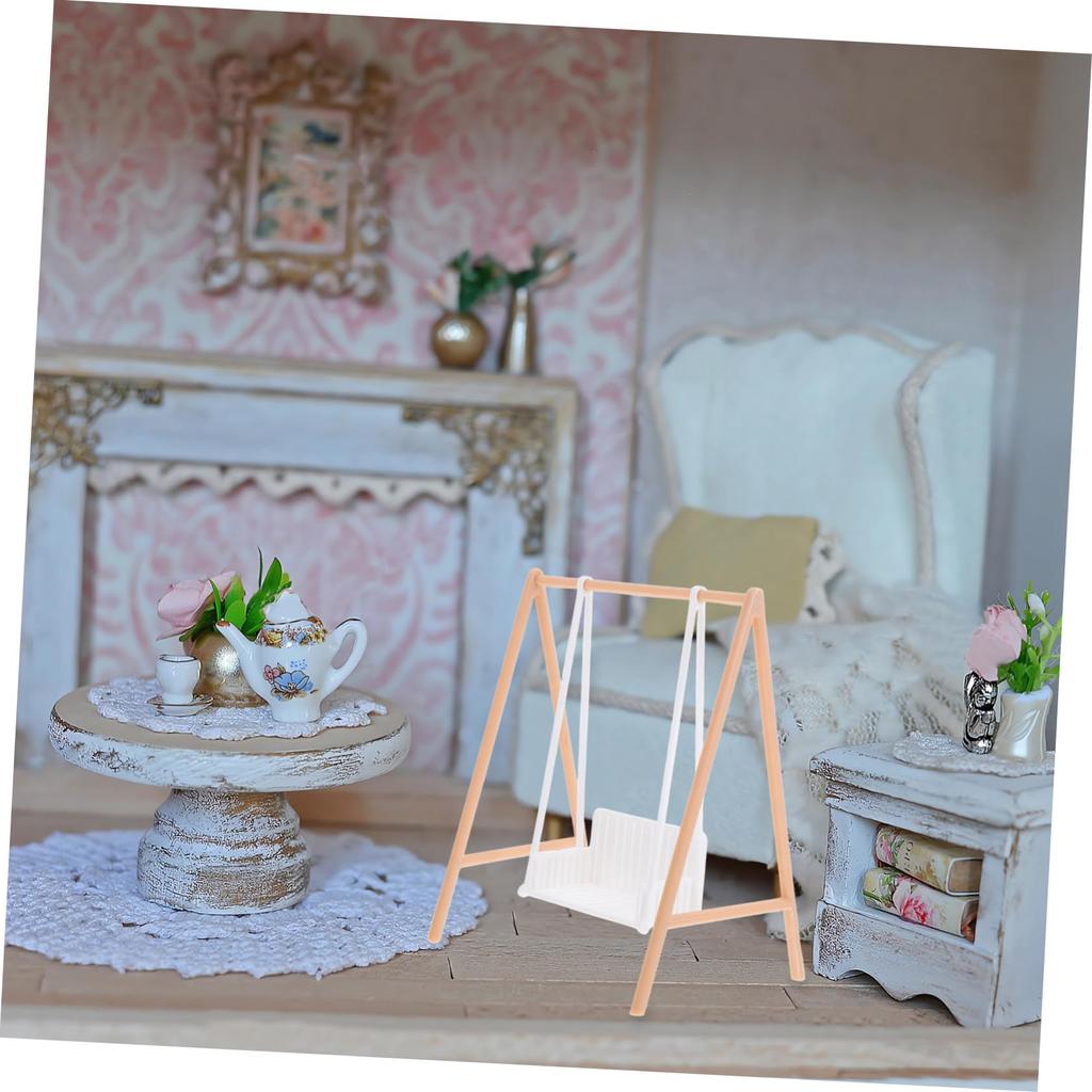 GLEAVI Garden Swing Miniature Model: Mini Hanging Chair DIY Mini Swing, Photography Prop, Desktop