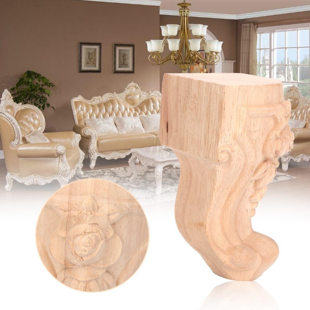 

Durable Cabinet Legs Brown Sofa Replacement Legs Retro Carved Feet European Carved Legs Sofa 12x6cm