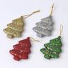 Sparkly Christmas Trees (Set of 4, Red Green Golden Silver) Christmas Tree Decoration Items Hanging Ornaments Props | Xmas Decorations
