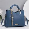 Single Solid Color Shoulder Crossbody Bag With Heart Shape Pendant Handbag Gift