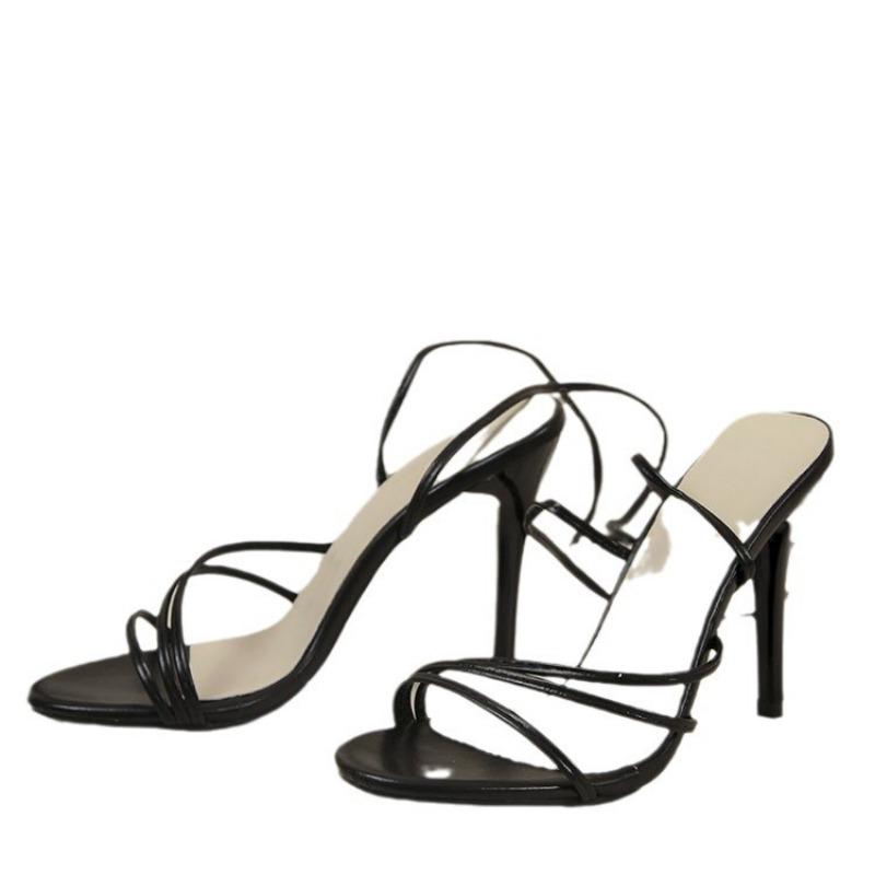 Summer Plus Size Women's Shoes Round Head Strappy Thin Heel Cross Strappy Sandals Women