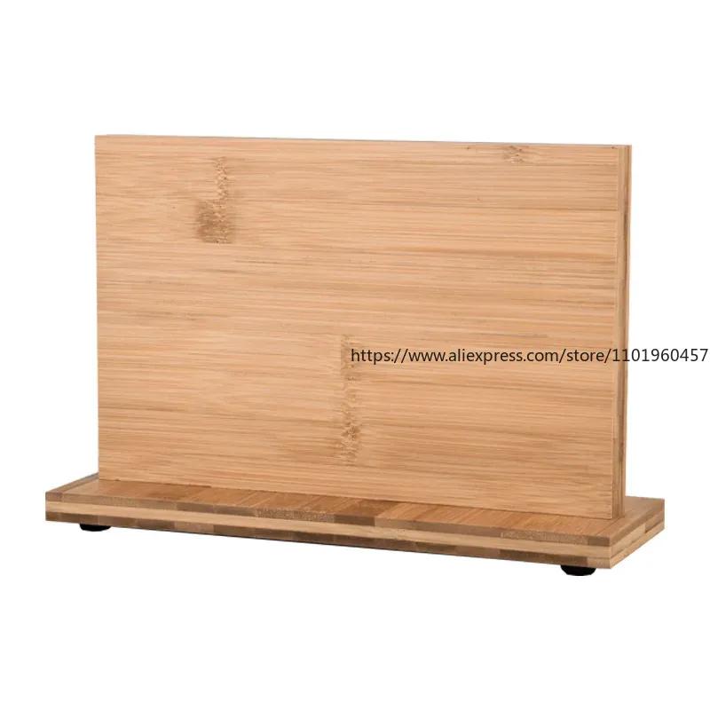 Magnetic Knife Block(Natural Wood) Knife Organizer Block Dock Kitchen Scissor Holder Strongly Rubber Wood Acacia Shelf Tools