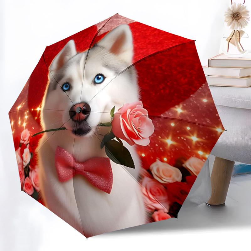 1PC Siberian Husky Automatic Open/close, All-Season Portable Folding Umbrella for Women & Men yy250919164