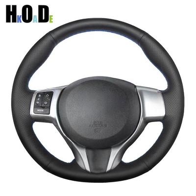 Fekete PU Műbőr Kézzel varrott Autó Kormánykerék Borítás Toyota Yaris 2012 2013 2014 2015 2016 2017 2018 modellekhez