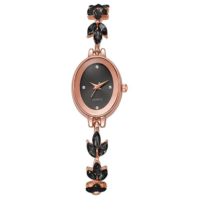 Reloj ovalado de moda para mujer, pulsera de temperamento, reloj de cuarzo, una pieza