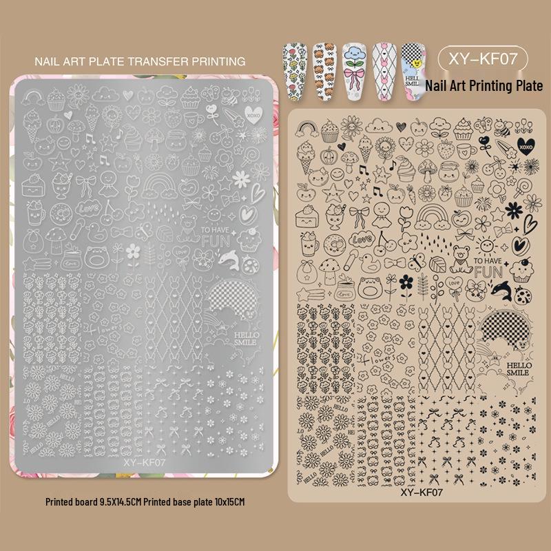 New Style Cross-Border Nail Art Stamping Template: Floral, Lace & Plaid Designs