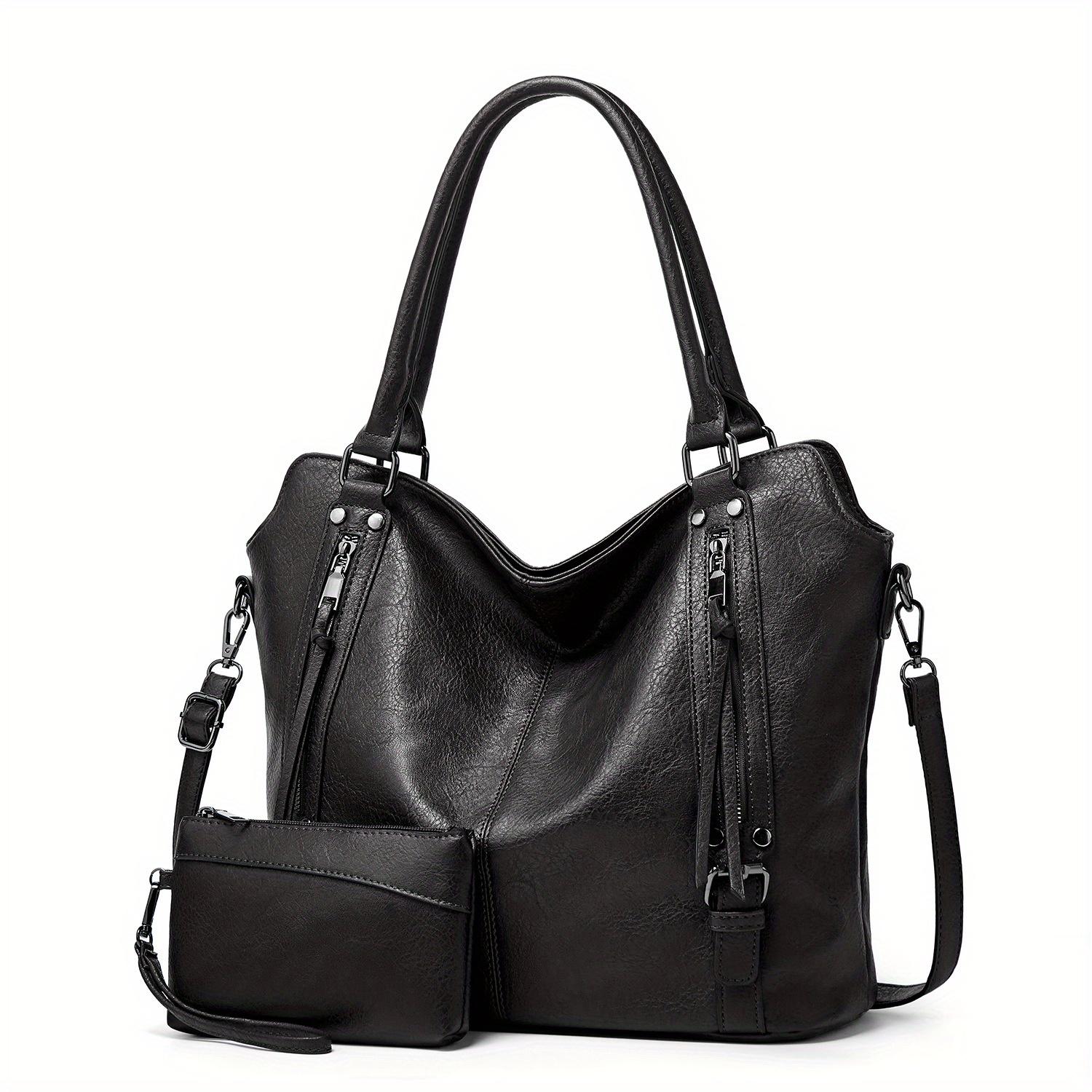 

2 piece set+women s tote bag PU leather large capacity large pocket handbag crossbody bag Adjustable shoulder strap (30cm<Max Length<50cm) чёрный