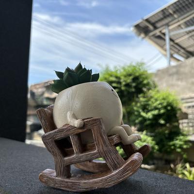 Swing Chair Smiling Face Flower Pot Human Face Cute Potted Plant Garden Outdoor Garden Decoration Item Resin Handicraft