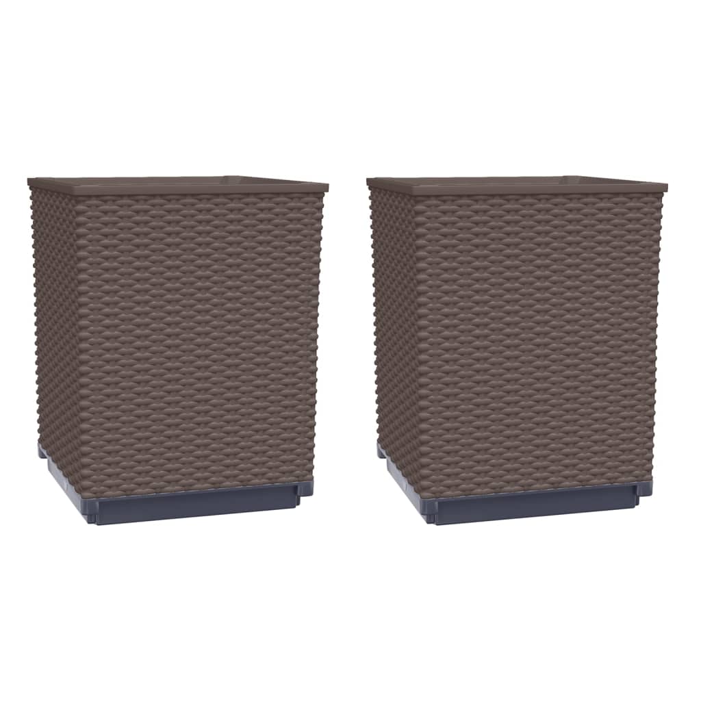 vidaXL Pflanzkübel 2 Stk. Braun 30x30x37 cm Polypropylen
