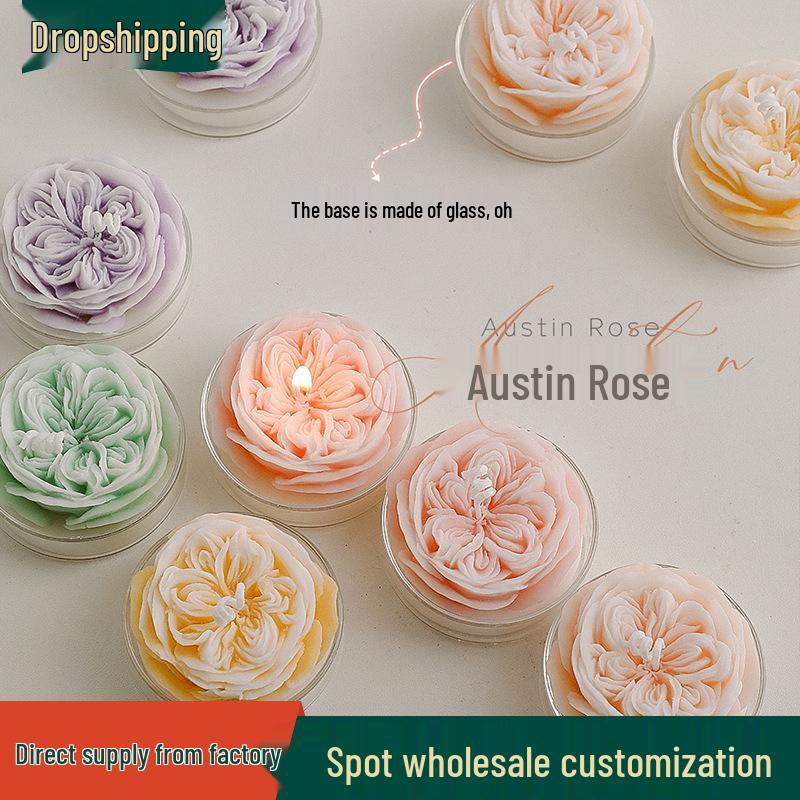 

Teacher s Day Romantic Austin Rose Scented Candle with Floral Arrangement