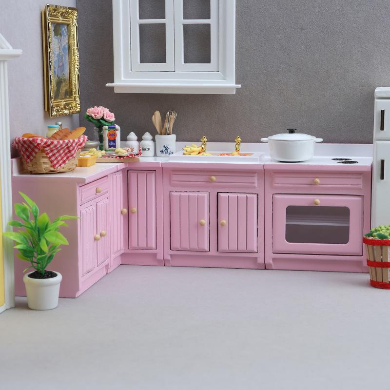 1:12 Mini Dollhouse Kitchen Cabinet & Sink Set - Miniature Food Toy Model