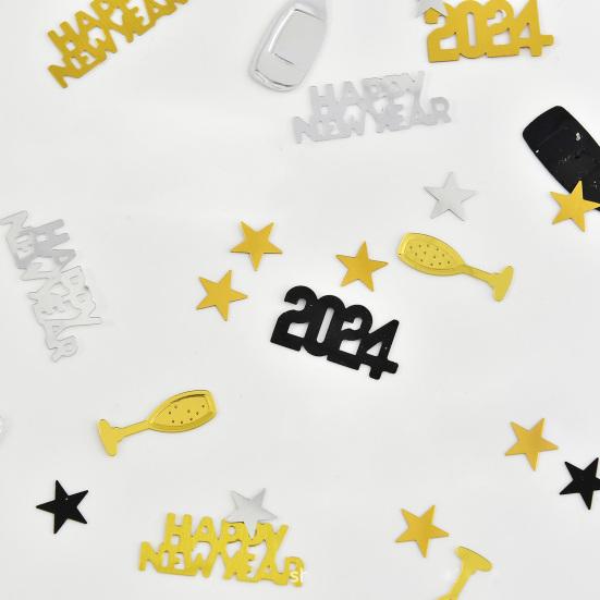1 Set 2024 Happy Year Confetti Elegant Black Golden Silver Color Confetti for Parties Holiday Decorations