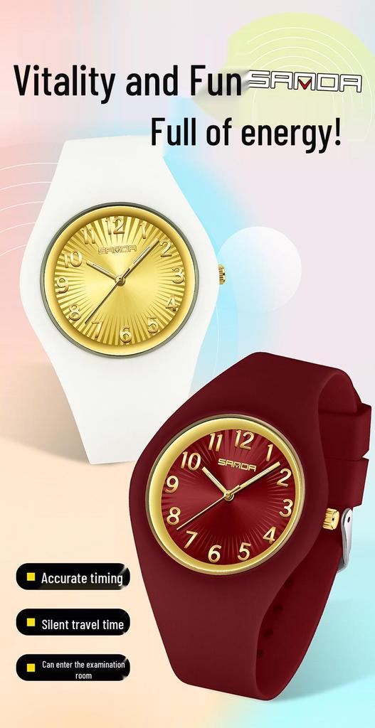 Sanda Unisex Korean Style Waterproof Quartz Watch - Simple Fresh Silicone Student Wristwatch